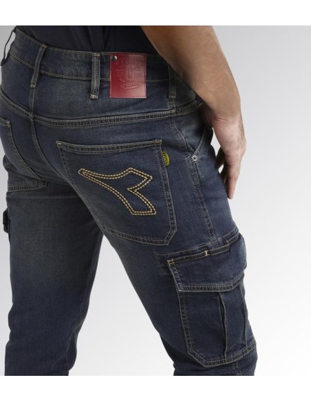 Jeans lungo stone cargo Diadora Utility blu