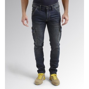 Jeans lungo stone cargo Diadora Utility blu 2