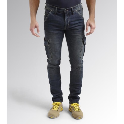 Jeans lungo stone cargo Diadora Utility blu