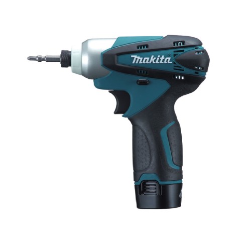 Kit Makita DK1493X1 avvitatore percussione HP330D + avvitatore impulsi TD090D Makita + accessori con 2 batterie 10,8V e caricaba
