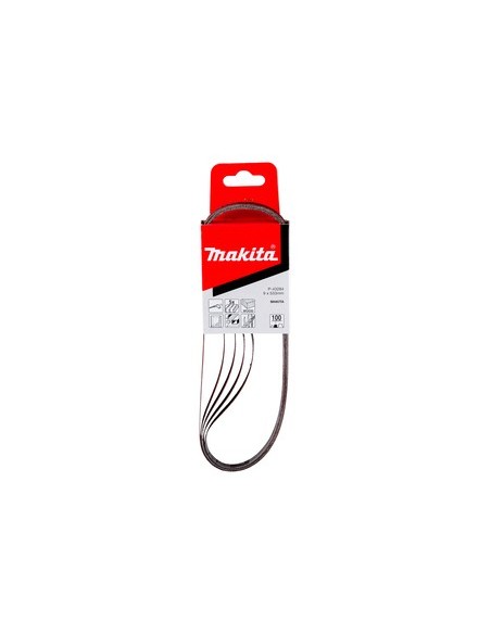Makita P-43284 Nastro abrasivo 9x533mm, Gr.100 (5 pz.)