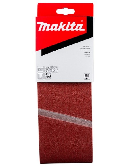 Makita P-36902 Nastro abrasivo 100x610mm, Gr.80 (5 pz.)