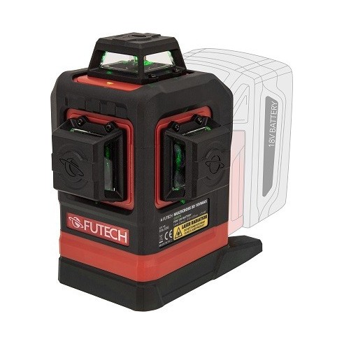 Laser raggio verde Multicross 3D 18Vmax 0363DG Futech 360°, precisione 2mm/10m, IP54