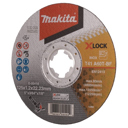 Makita E-00418 Disco da Taglio XLock 125×1,2mm per Metalli