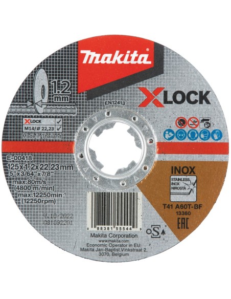 Makita E-00418 Disco da Taglio XLock 125×1,2mm per Metalli