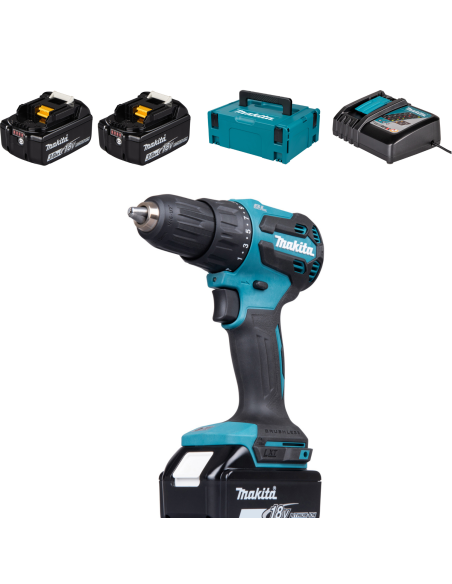 Makita DHP490RFJ Avvitatore a percussione 65Nm LXT Brushless 18 V - Con 2 batterie 18V 3.0Ah