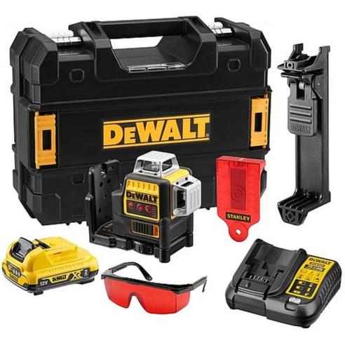 DEWALT DCE089D1R-QW Livella laser 3 linee 360° raggio rosso 10,8v 2ah 50mt