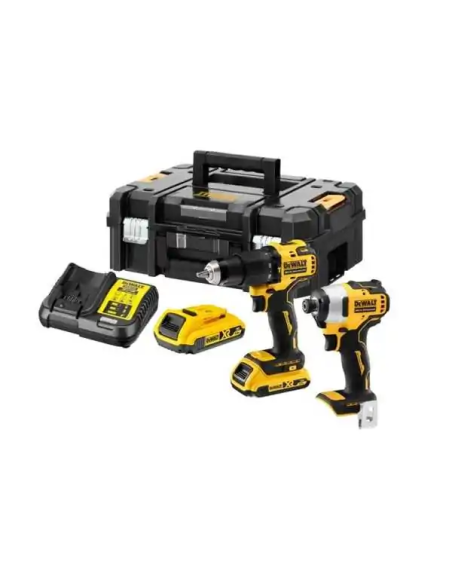 Kit Dewalt DCK2062D2T - Trapano avvitatore DCD709 + Avvitatore a impulsi 1/4" DCF809 - Con 2 batterie