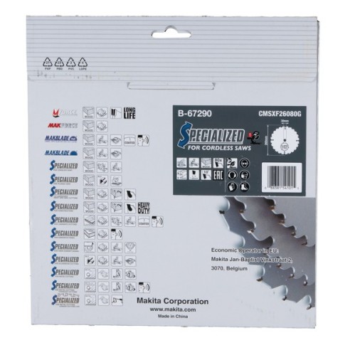 Makita B-67290 Lama efficut T.C.T. x legno d. 260x30mm 80T