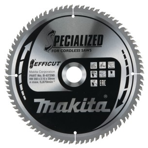 Makita B-67290 Lama efficut T.C.T. x legno d. 260x30mm 80T