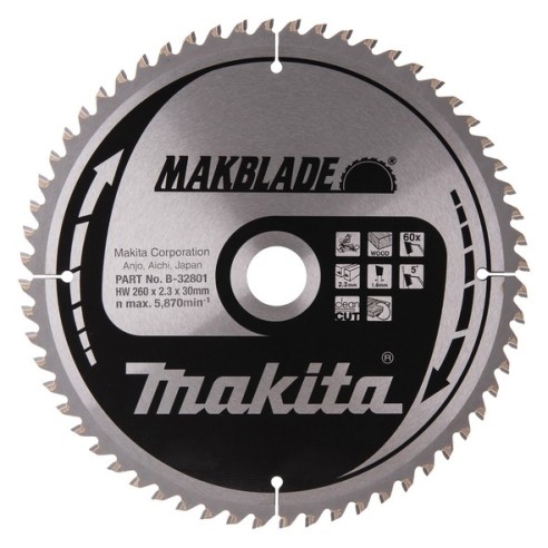 Makita B-32801 Lama MakBlade T.C.T. x legno 260x30mm 60Z