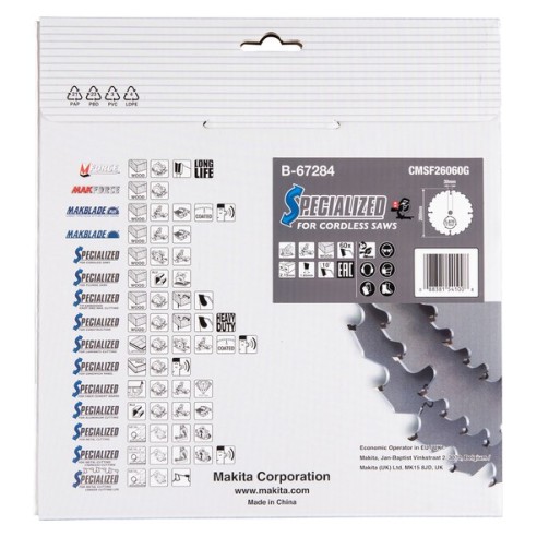 Makita B-67284 Lama Efficut T.C.T. x legno 260x30mm, 60T