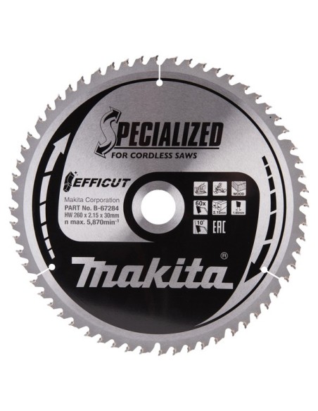 Makita B-67284 Lama Efficut T.C.T. x legno 260x30mm, 60T