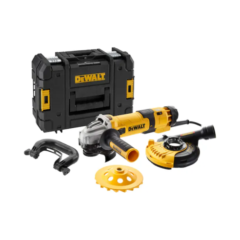 Smerigliatrice angolare DWE4257KT-QS Dewalt, d.125mm, 1.500W con tazza diamantata + cuffia protezione