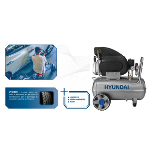 Hyundai 65650 Compressore lubrificato, pressione 8bar, serbatoio 24L 2