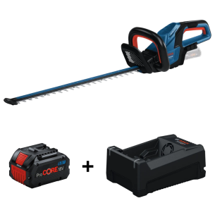 Bosch GHE 18V-60 II Tagliasiepi lama 60cm + 1 batteria ProCORE (18V 5.5Ah) + caricabatterie GAL 12V/18V-80