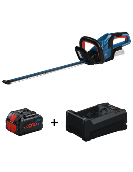 Bosch GHE 18V-60 II Tagliasiepi lama 60cm + 1 batteria ProCORE (18V 5.5Ah) + caricabatterie GAL 12V/18V-80