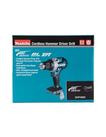 Makita DHP489Z Trapano avvitatore con percussione 18V, 110Nm - Senza batterie, senza valigetta