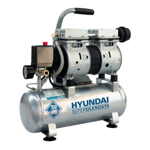 Hyundai 65712 Compressore silenziato 6L, oilless, bar, 160L/m, 1Hp