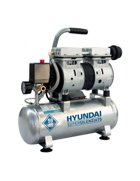 Hyundai 65712 Compressore silenziato 6L, oilless, bar, 160L/m, 1Hp