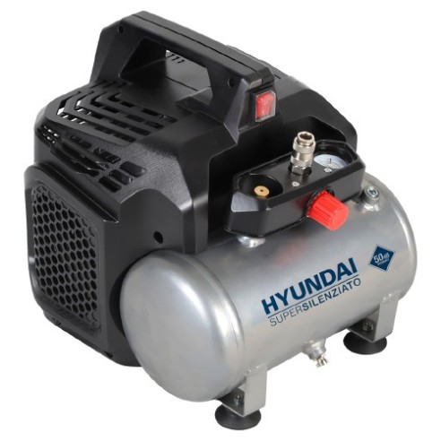 Hyundai 65715 Compressore "Pocket" silenziato - 6L, oilless, 8 bar, 160L/m