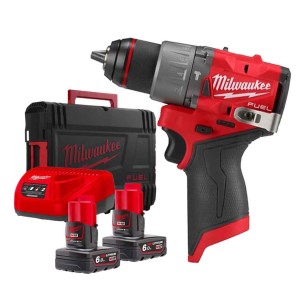 Milwaukee M12 FPD2-602X Trapano avvitatore compatto con percussione M12, 45Nm Fuel - Con 2 batterie M12B6 4933479870 (12V 6.0Ah)