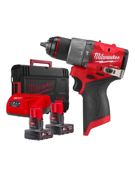 Milwaukee M12 FPD2-602X Trapano avvitatore compatto con percussione M12, 45Nm Fuel - Con 2 batterie M12B6 4933479870 (12V 6.0Ah)