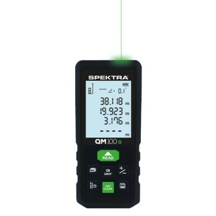 Misuratore laser QM 100 G Spektra, raggio verde, portata 100m