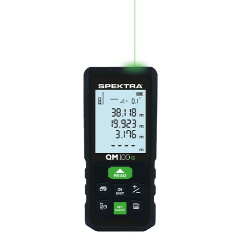 Misuratore laser QM 100 G Spektra, raggio verde, portata 100m