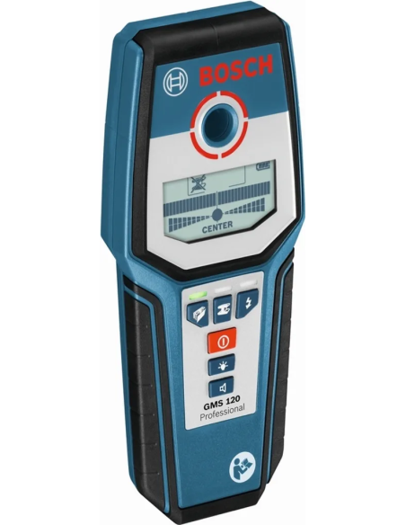 Bosch 0601081000 rilevatore gms 120 - prof. rilevam. max 120mm - oggetti: met. ferrosi (ferro) + met. non ferrosi (rame) + cavi