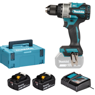 Makita DHP492RTJ Trapano avvitatore con percussione, 141Nm, Brushless - Con 2 batterie 18V 5.0Ah