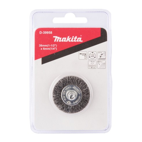 Makita D-39958 Spazzola filo d'acciaio d.38mm - Att.d. 6mm 1/4"