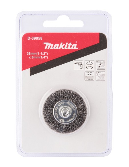 Makita D-39958 Spazzola filo d'acciaio d.38mm - Att.d. 6mm 1/4"